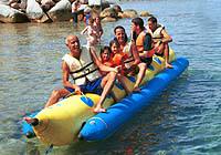 Family on banana boat